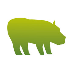 wild hippopotamus animal green silhouette icon