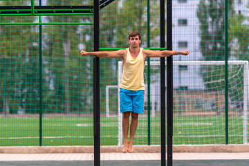 Strong muscular athletic young man