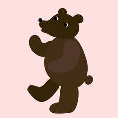 Fototapeta premium Funny bear on the pink background. In Scandinavian style. Print for children's clothes, room and etc