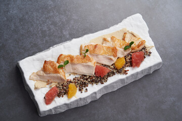 Citrus Chicken & Quinoa Salad. Chicken fillet slices with quinoa