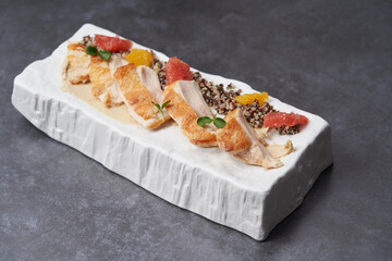 Citrus Chicken & Quinoa Salad. Chicken fillet slices with quinoa