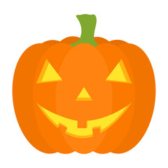 Halloween carved pumpkin icon. Cartoon vector illustration isolated on white background.