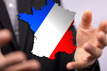france map of the country 3d in hand