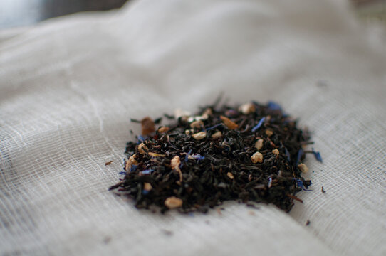 loose black tea is prepared for steeping