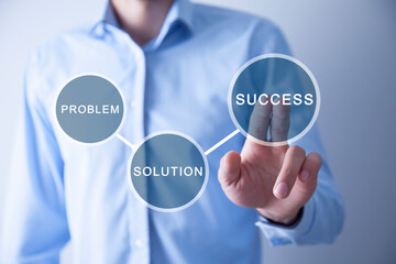 Businessman touching virtual button success