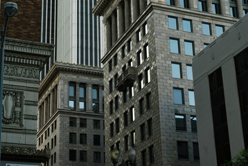 Fototapeta na wymiar A detail of a cluster of historic buildings in Los Angeles.