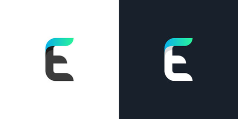 Letter E logo design . simple and clean letter E design using modern green color . vector illustration