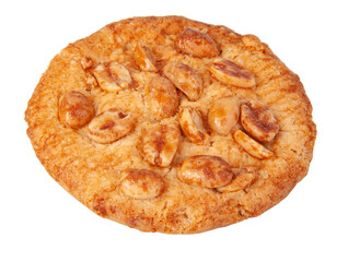 Tasty cookies with peanuts and honey baked isolated on the white