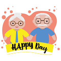 Happy gandparents day card. Happy old couple - Vector