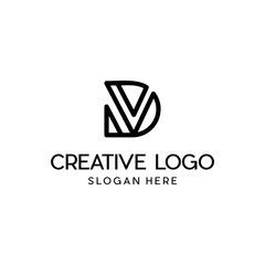 Alphabet Letter Icon Logo DV, Initial DV Or VD Modern Design Element Template