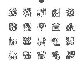 Bitcoin coins. Bitcoin sign payment. Blockchain revolution. Innovation technology and finance concept. Cryptocurrency exchange platform. Vector Solid Icons. Simple Pictogram