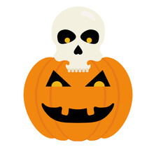 halloween pumpkin and skull cartoons design, happy holiday and scary theme Vector illustration