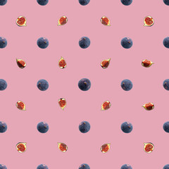 pattern of fresh figs on salmon color  background