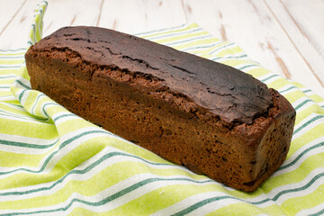 A loaf of black yeast-free bread.