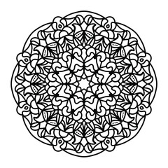 vector flower mandala, henna drawing, print for clothing, textiles, notebooks, tattoos, anti-stress coloring. isolated on a white background.
