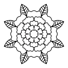 vector flower mandala, henna drawing, print for clothing, textiles, notebooks, tattoos, anti-stress coloring. isolated on a white background.