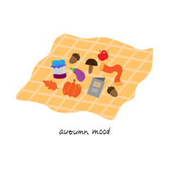 Picnic food vector illustration. Autumn picnic illustration.