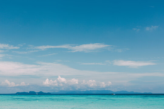 View of Tarutao National Park and the blue tropical waters of Thailand