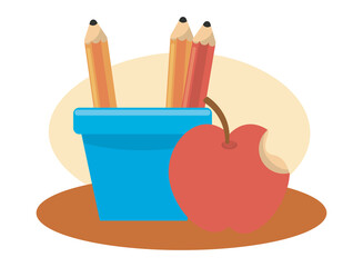 pencil holders and apple school supplies