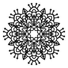 vector flower mandala, henna drawing, print for clothing, textiles, notebooks, tattoos, anti-stress coloring. isolated on a white background.