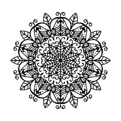 vector flower mandala, henna drawing, print for clothing, textiles, notebooks, tattoos, anti-stress coloring. isolated on a white background.