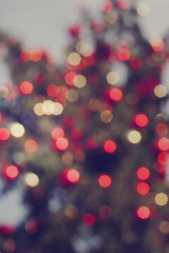 Intentionally blurry shot of the Christmas tree in front of the Notre Dame, Paris.