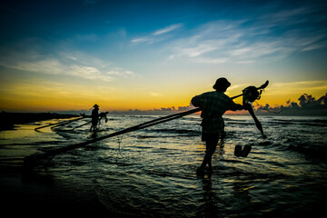 Nam Dinh, VIETNAM - August 1 :. Fishermen working in the fishing village of Hai Hau, Vietnam on...
