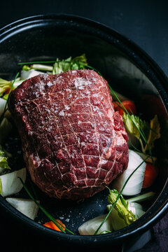 Beef roasting join ready for the oven.