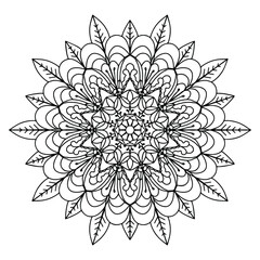 vector flower mandala, henna drawing, print for clothing, textiles, notebooks, tattoos, anti-stress coloring. isolated on a white background.