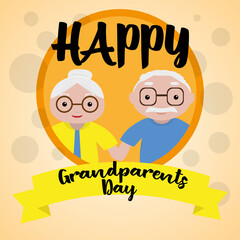 Happy gandparents day card. Happy old couple - Vector