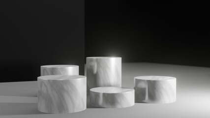 3d rendering empty template podium for product placement