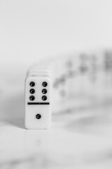 black and white domino on white background