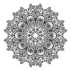 vector flower mandala, henna drawing, print for clothing, textiles, notebooks, tattoos, anti-stress coloring. isolated on a white background.