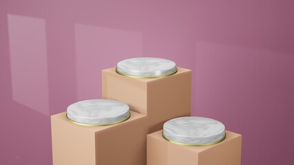 3d rendering empty template podium for product placement