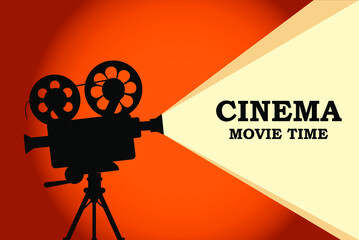 Obraz premium concept time for viewing, banner for movie, showing video, vector illustration