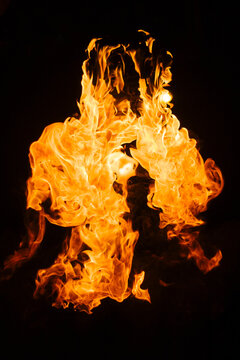 Fire against a dark background.