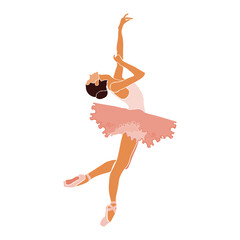 Ballerina in pink ballet tutu. Dancer in beautiful pose. Ballet. Vector illustration. © Yana