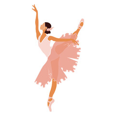 Ballerina in pink ballet tutu. Dancer in beautiful pose. Ballet. Vector illustration. © Yana