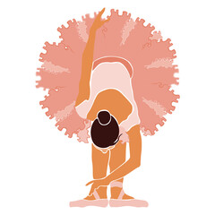 Ballerina in pink ballet tutu. Dancer in beautiful pose. Ballet. Vector illustration. © Yana