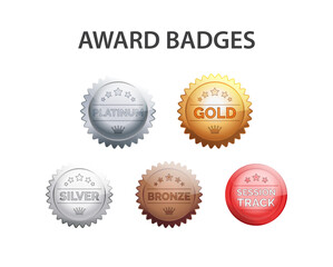 Award badges rank levels vector illustration