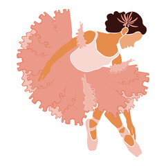 Ballerina in pink ballet tutu. Dancer in beautiful pose. Ballet. Vector illustration. © Yana
