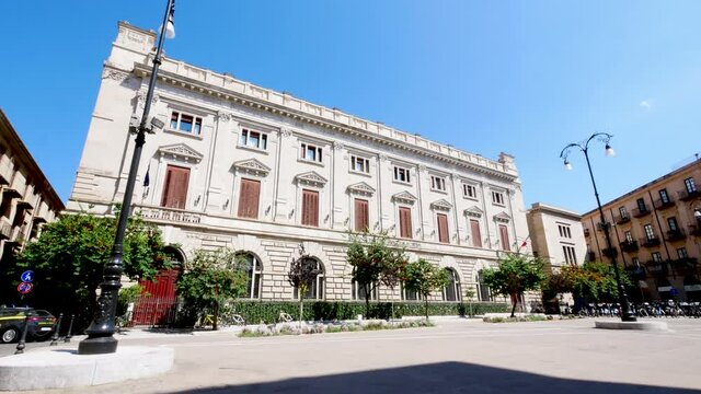 Palermo, Italy, view of Borsa square and the hotel in background