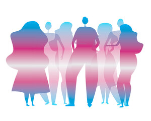 Transgender people or lgbtq people isolated on white background as tolerance, transsexuality concept, flat vector stock illustration with lgbt crowd