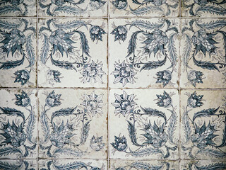 Azulejos vintage azules de obra