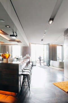 Bright Stylish Hotel Bar Defocused