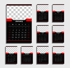 calendar for 2021 red and black