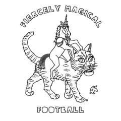 fiercely magical football unicorn riding cat unisex baseball unicorn design Coloring book animals vector illustration