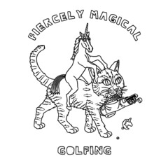 fiercely magical golfing unicorn riding cat womens vintage sport unicorn design Coloring book animals vector illustration