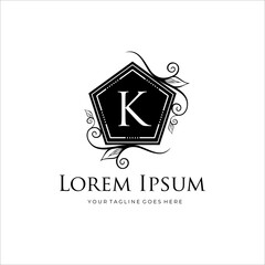 Luxury Letter Logo - Classy Decorative Initial Design - Elegant Monogram Floral Frame Vector Illustration