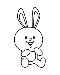 cute little rabbit funny seated character line style